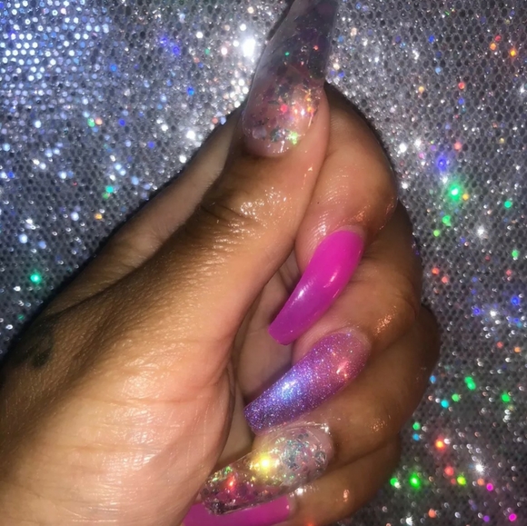 Custom made Purple galaxy nails - Picture 3 of 3